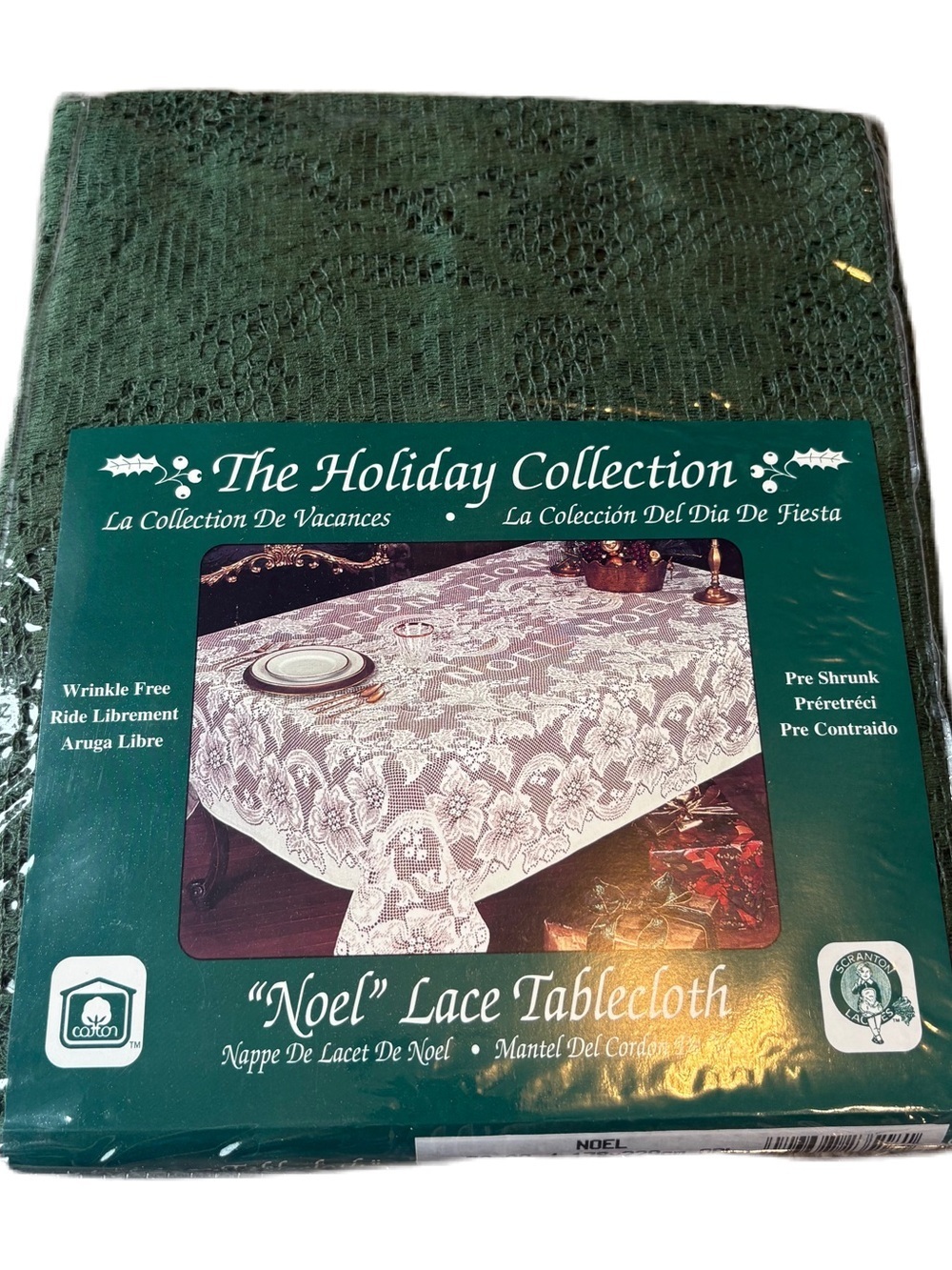 Vintage Scranton Lace Company Noel Lace Tablecloth Green NEW Christmas